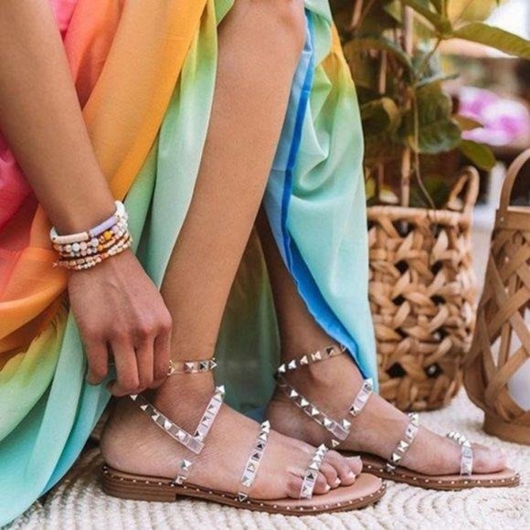 Clear Studded Gladiator Sandals - Picture 7 of 11